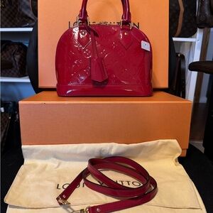🔥SEND OFFER🔥Louis Vuitton BB Alma  Cherry Red Patent Satchel